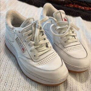 Reebok White Leather Sneakers with Gum Sole